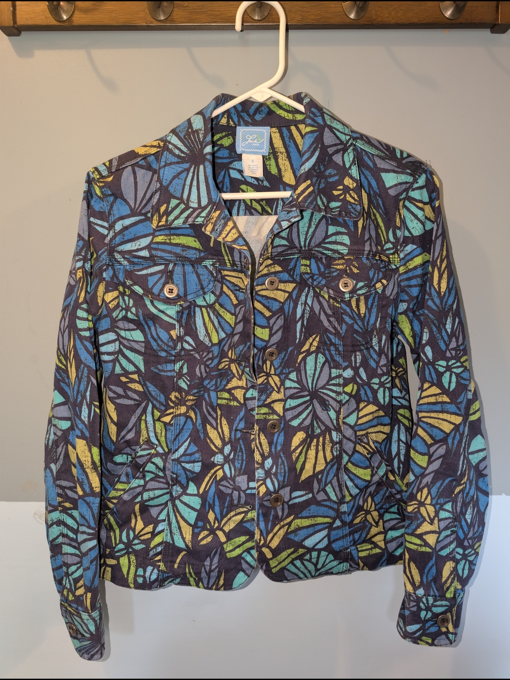 Lara Lane Women's Blue Floral Lightweight Jean Jacket - Size 6